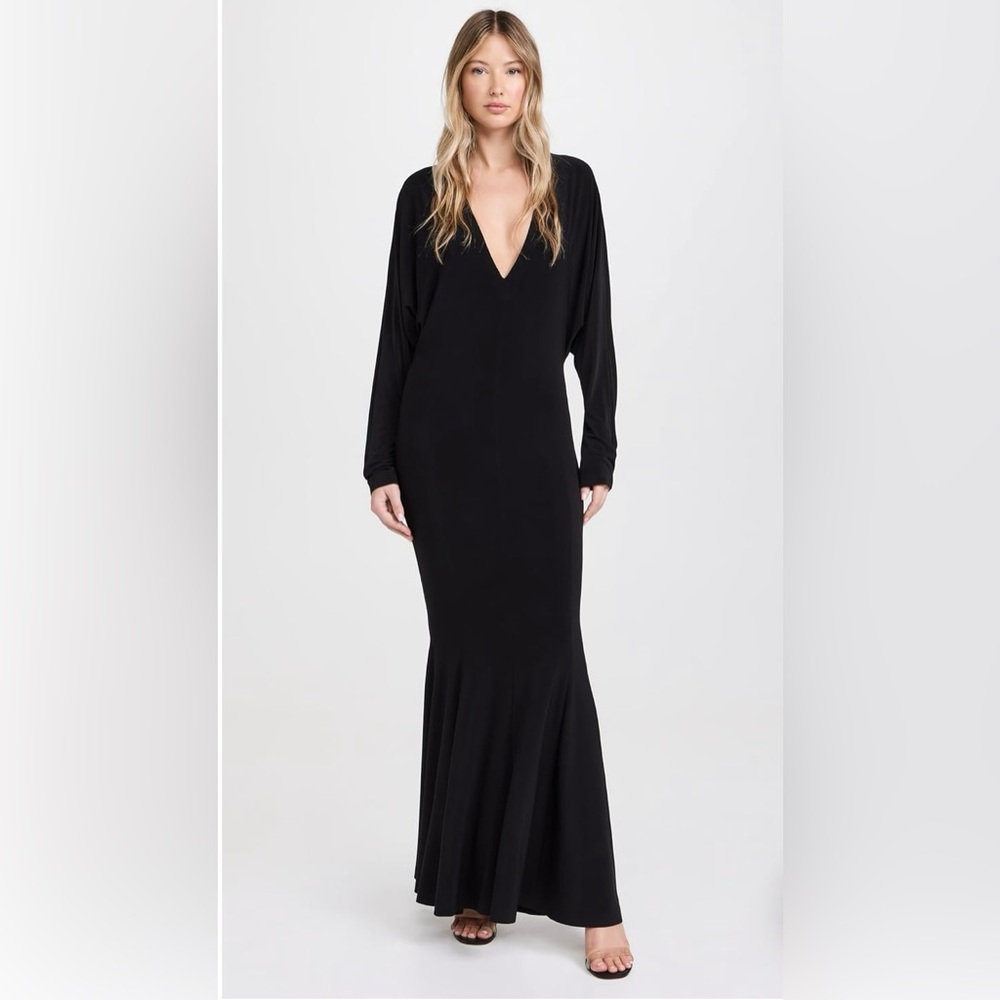 Norma Kamali Dolman V Neck Fishtail Gown NWT XXS